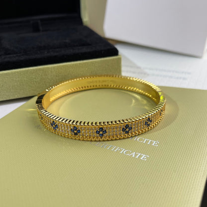 260610 New four-leaf clover diamond-set sapphire bracelet