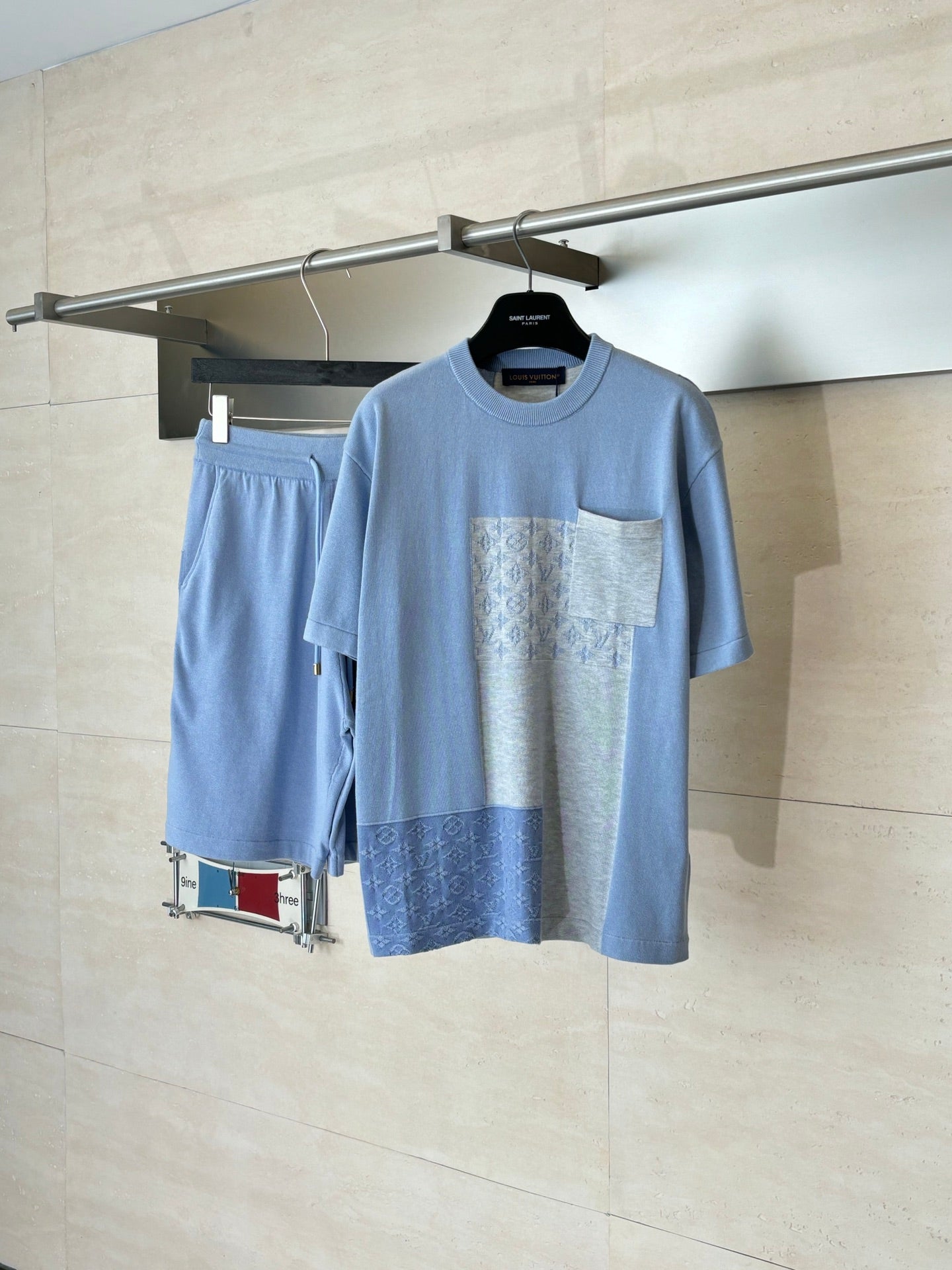 260610 New high-quality jacquard blended knitted short-sleeved T-shirt set
