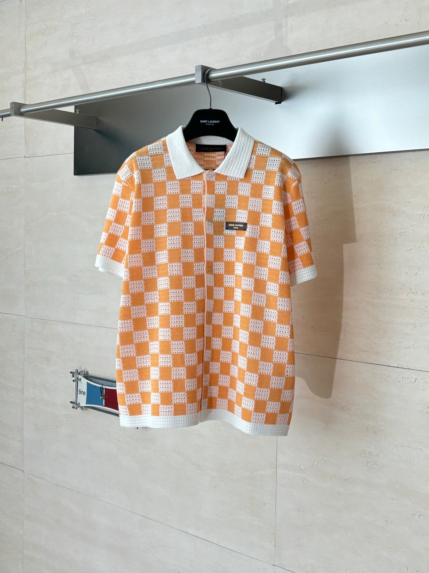 260610 New high-quality checkered color-matched open-weave knitted PoLo