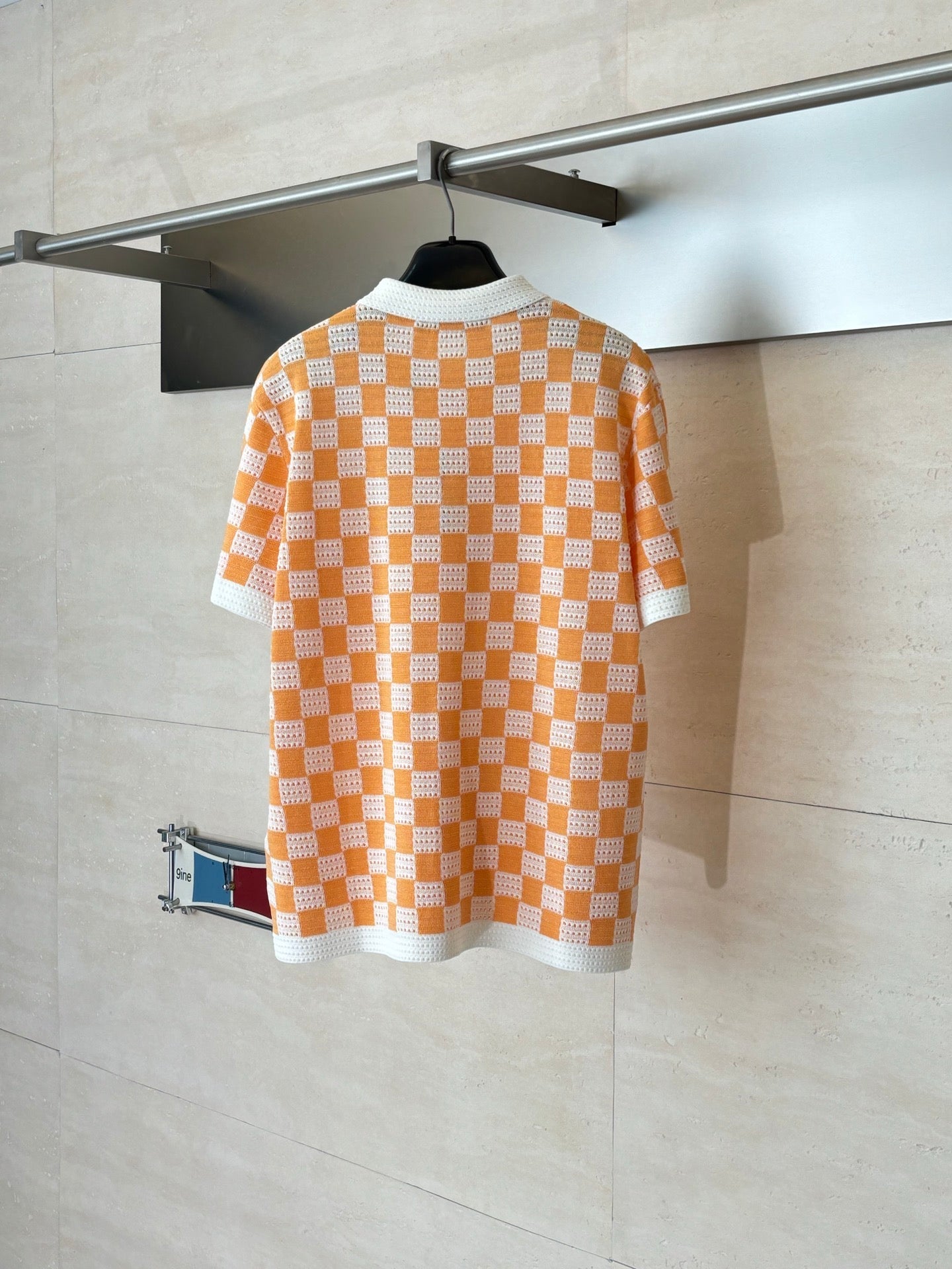 260610 New high-quality checkered color-matched open-weave knitted PoLo