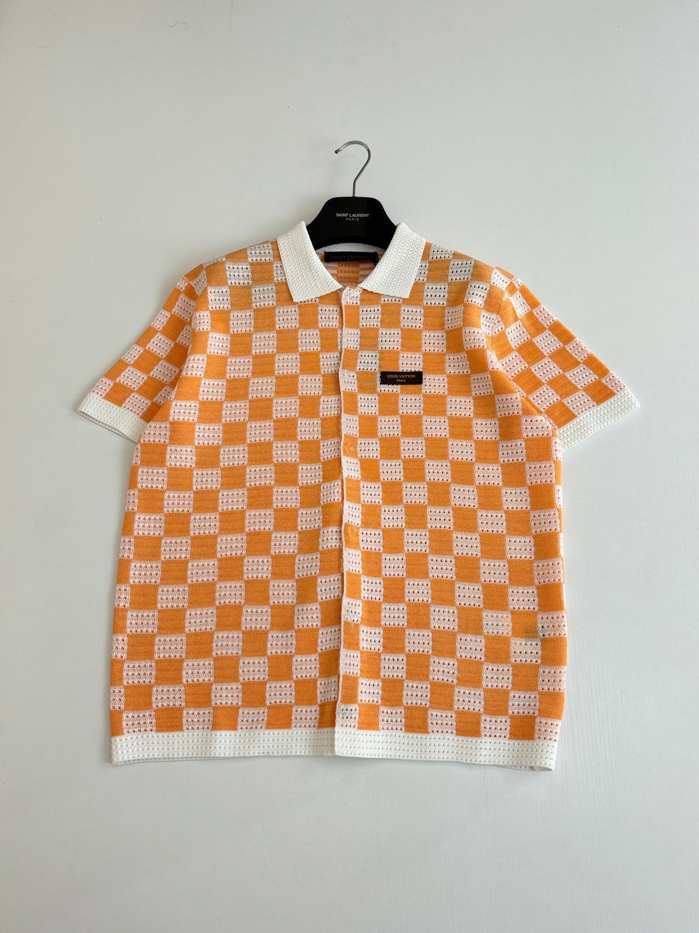 260610 New high-quality checkered color-matched open-weave knitted PoLo