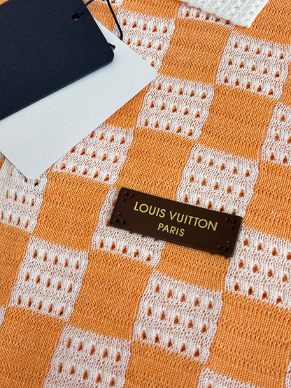 260610 New high-quality checkered color-matched open-weave knitted PoLo
