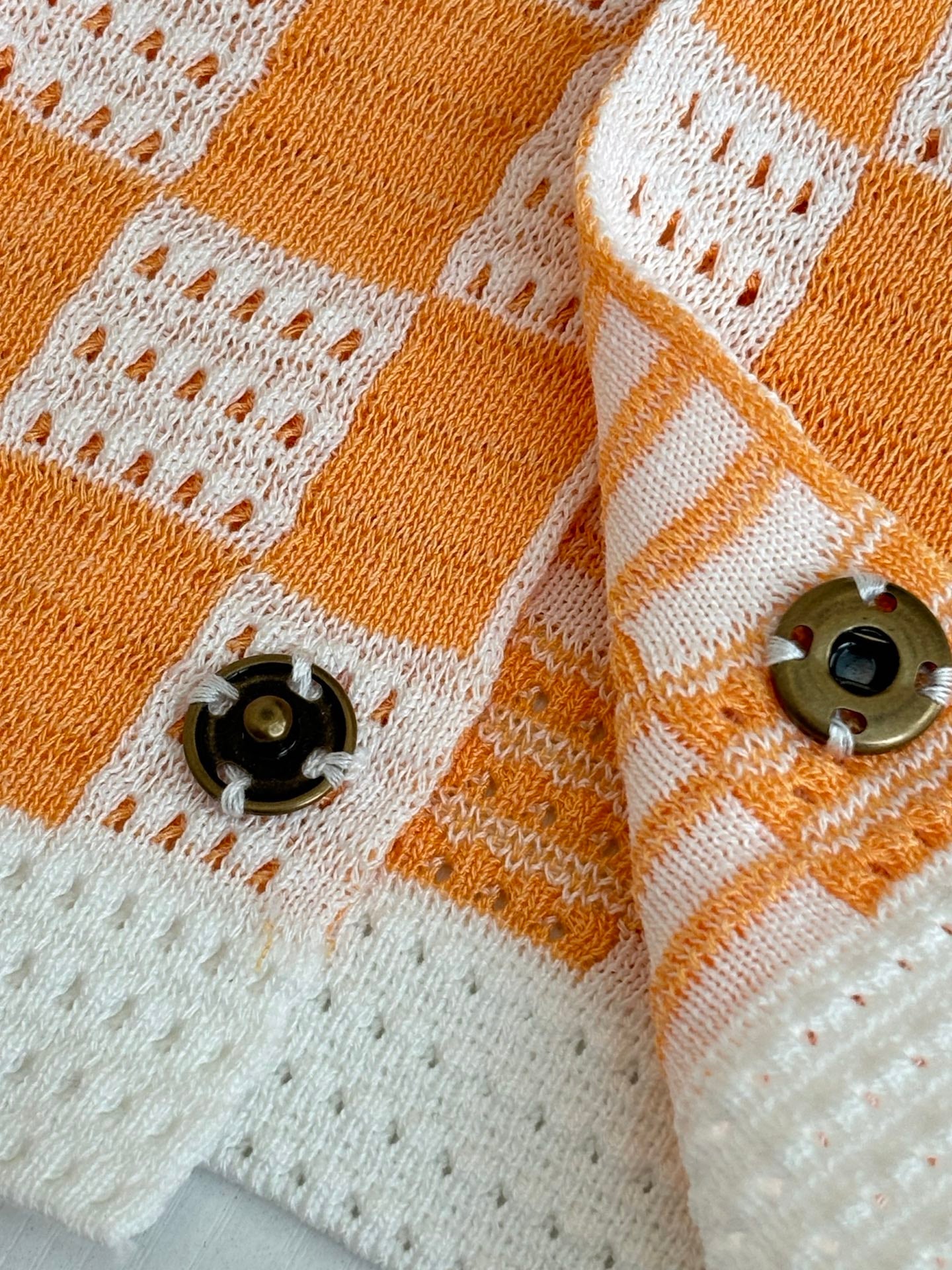 260610 New high-quality checkered color-matched open-weave knitted PoLo