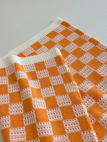 260610 New high-quality checkered color-matched open-weave knitted PoLo