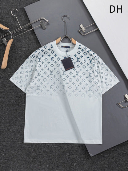 260610 New high-quality gradient jacquard logo crew-neck printed T-shirt