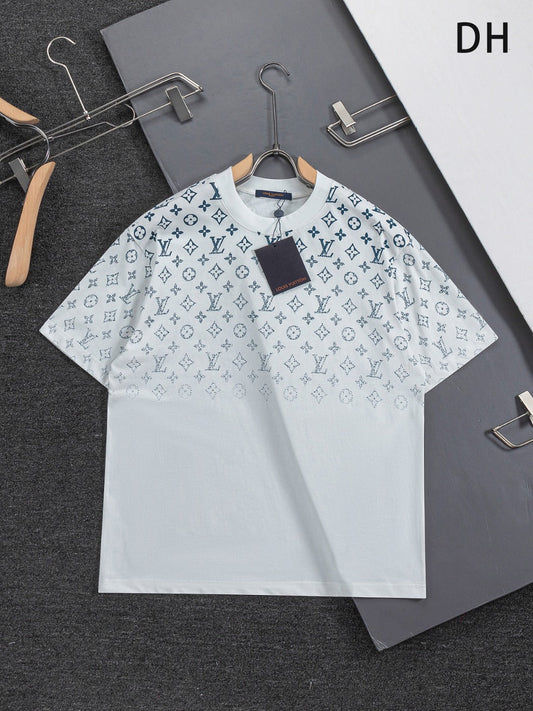 260610 New high-quality gradient jacquard logo crew-neck printed T-shirt