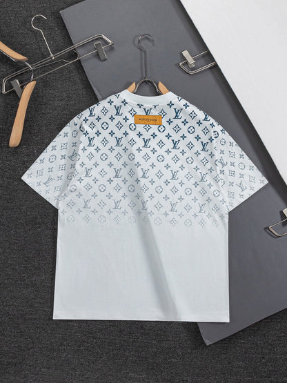 260610 New high-quality gradient jacquard logo crew-neck printed T-shirt