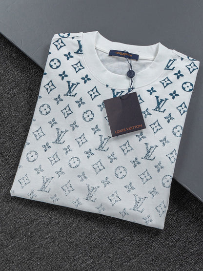 260610 New high-quality gradient jacquard logo crew-neck printed T-shirt