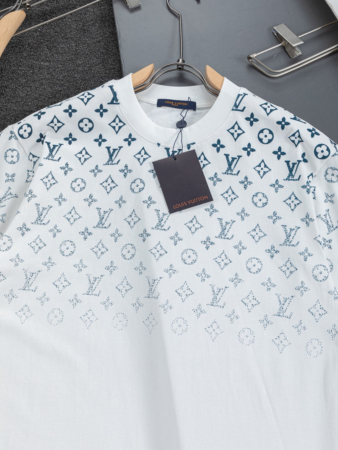 260610 New high-quality gradient jacquard logo crew-neck printed T-shirt