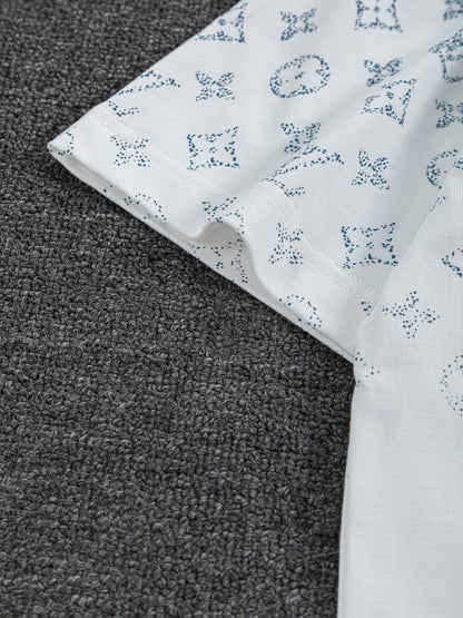260610 New high-quality gradient jacquard logo crew-neck printed T-shirt