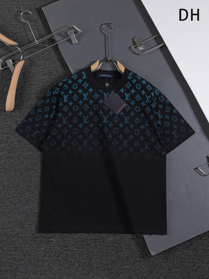 260610 New high-quality gradient jacquard logo crew-neck printed T-shirt