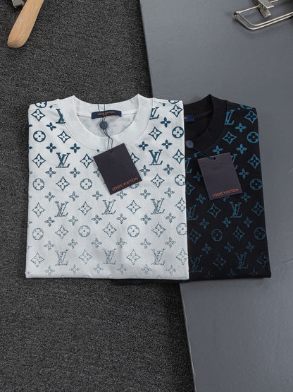 260610 New high-quality gradient jacquard logo crew-neck printed T-shirt
