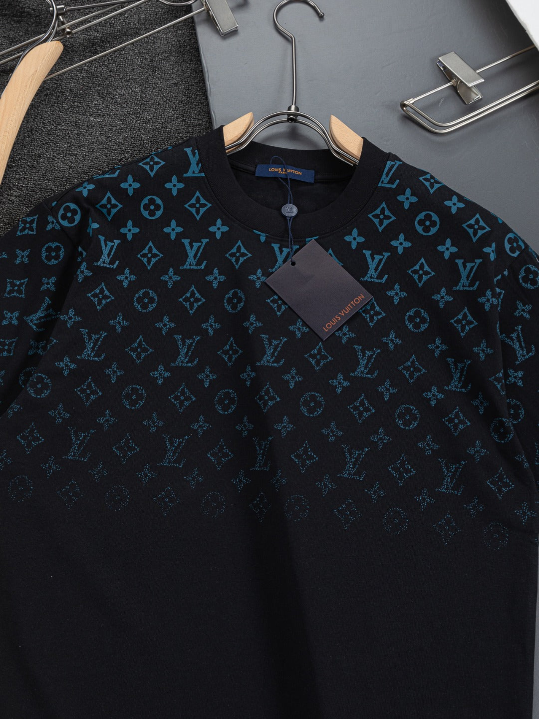 260610 New high-quality gradient jacquard logo crew-neck printed T-shirt