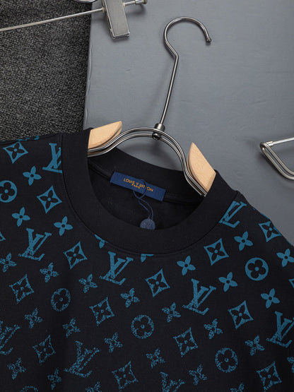 260610 New high-quality gradient jacquard logo crew-neck printed T-shirt