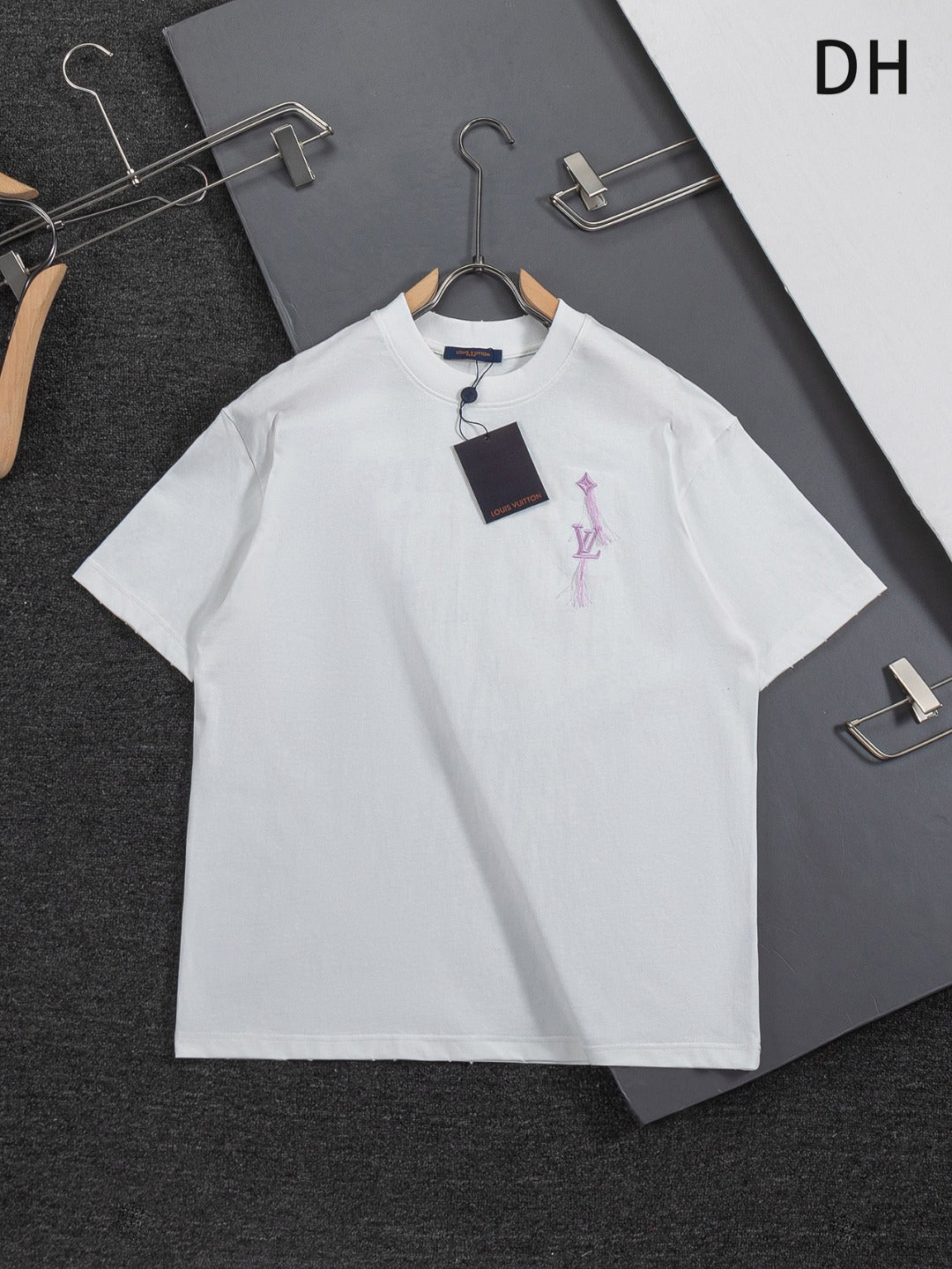 260610 New high-quality simple-color letter fringed T-shirt for the chest area