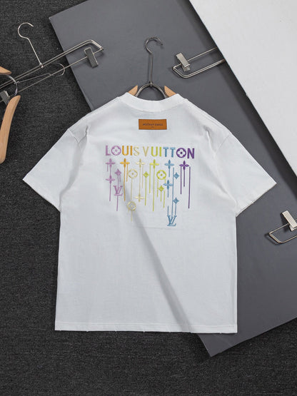 260610 New high-quality simple-color letter fringed T-shirt for the chest area