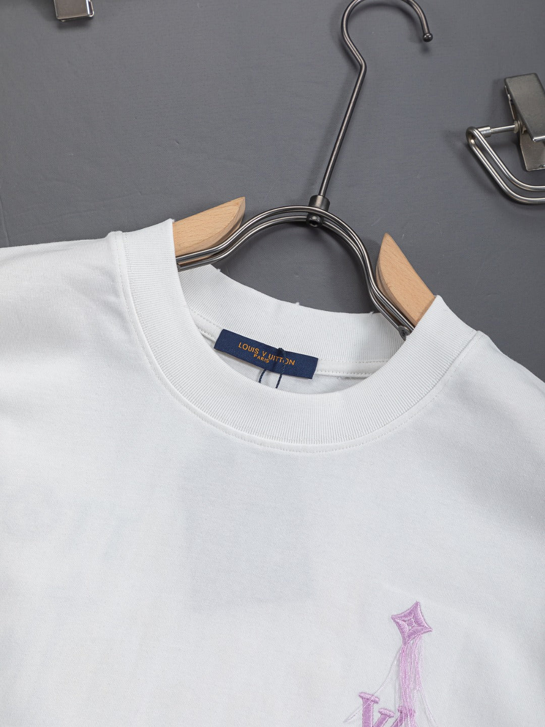 260610 New high-quality simple-color letter fringed T-shirt for the chest area
