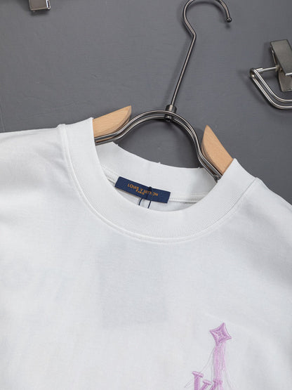 260610 New high-quality simple-color letter fringed T-shirt for the chest area