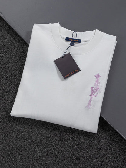 260610 New high-quality simple-color letter fringed T-shirt for the chest area