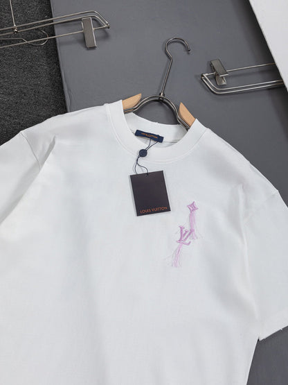 260610 New high-quality simple-color letter fringed T-shirt for the chest area