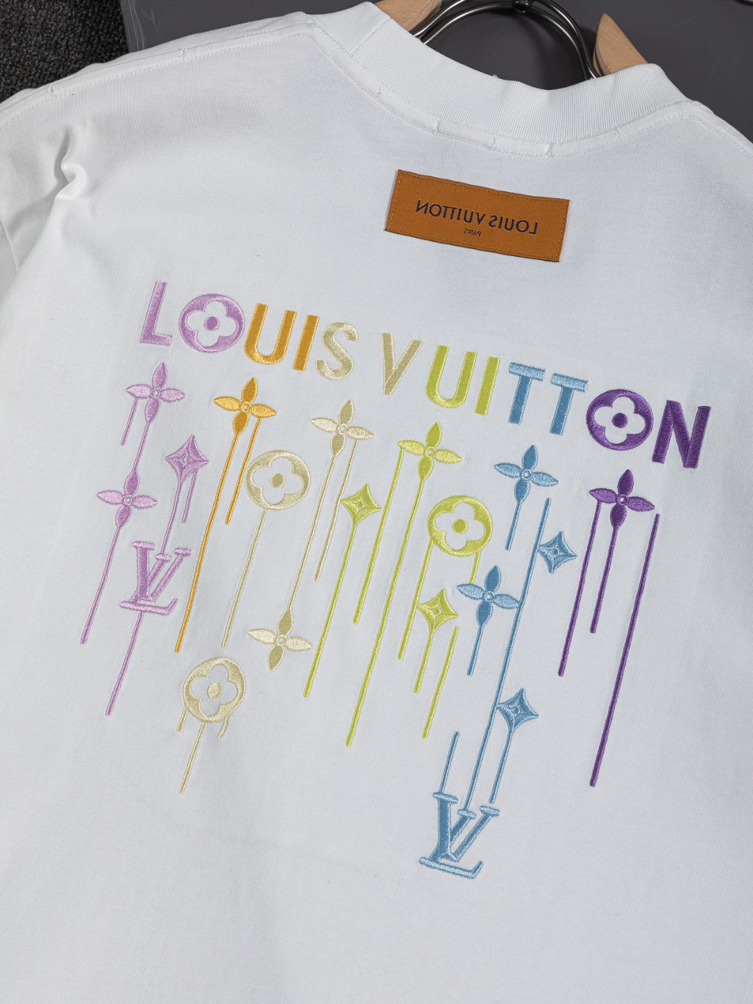 260610 New high-quality simple-color letter fringed T-shirt for the chest area
