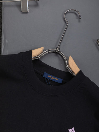 260610 New high-quality simple-color letter fringed T-shirt for the chest area