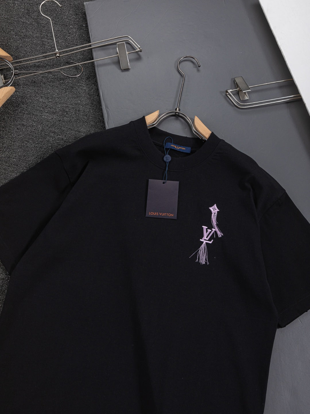 260610 New high-quality simple-color letter fringed T-shirt for the chest area