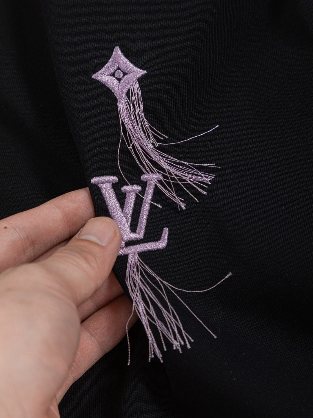 260610 New high-quality simple-color letter fringed T-shirt for the chest area