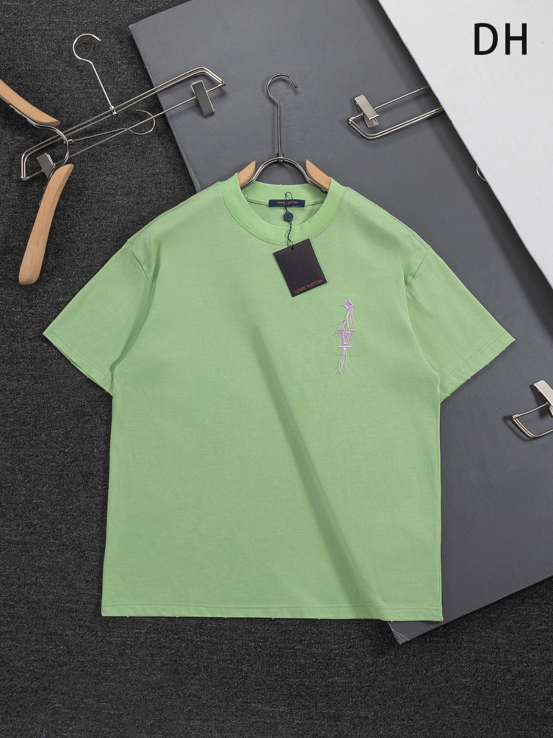 260610 New high-quality simple-color letter fringed T-shirt for the chest area