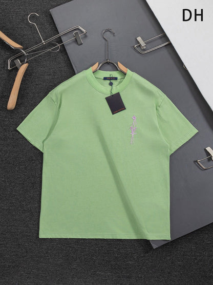 260610 New high-quality simple-color letter fringed T-shirt for the chest area