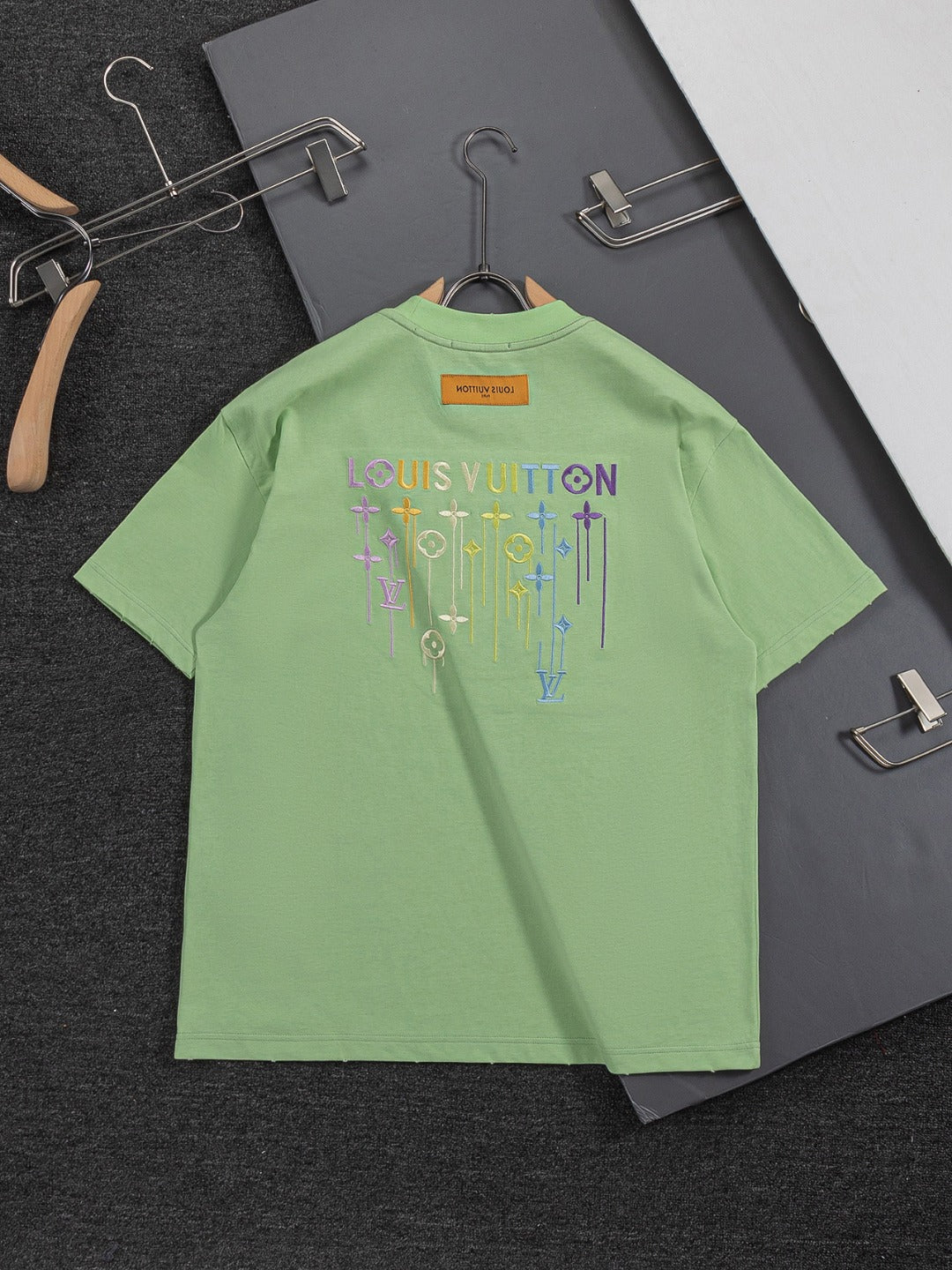 260610 New high-quality simple-color letter fringed T-shirt for the chest area