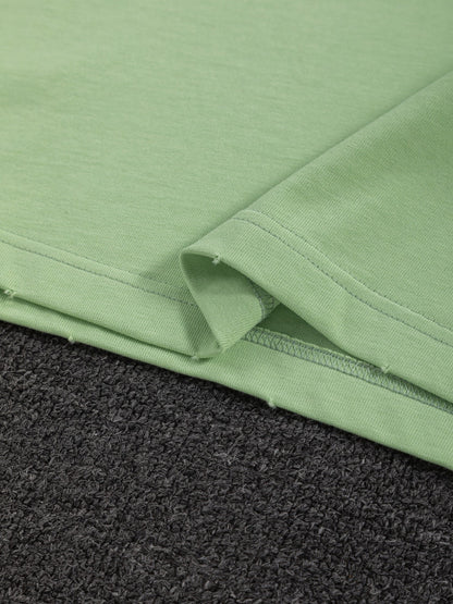 260610 New high-quality simple-color letter fringed T-shirt for the chest area