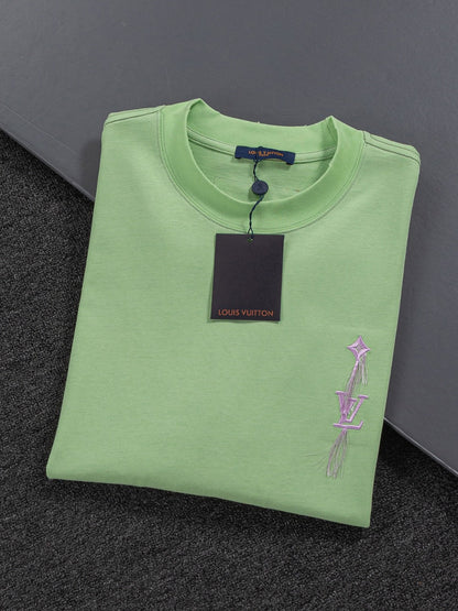 260610 New high-quality simple-color letter fringed T-shirt for the chest area