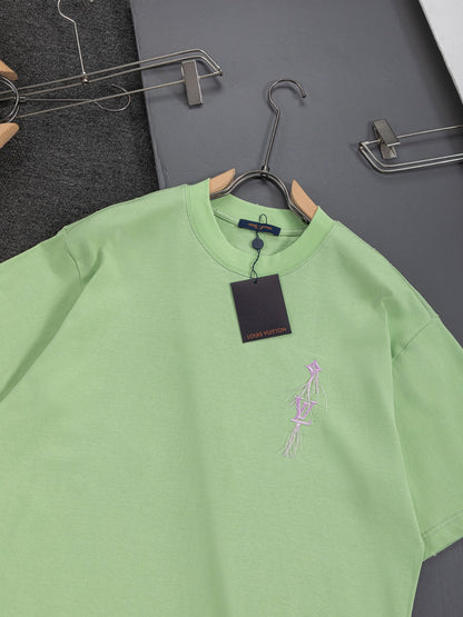 260610 New high-quality simple-color letter fringed T-shirt for the chest area