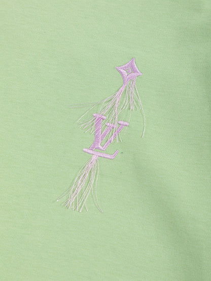260610 New high-quality simple-color letter fringed T-shirt for the chest area