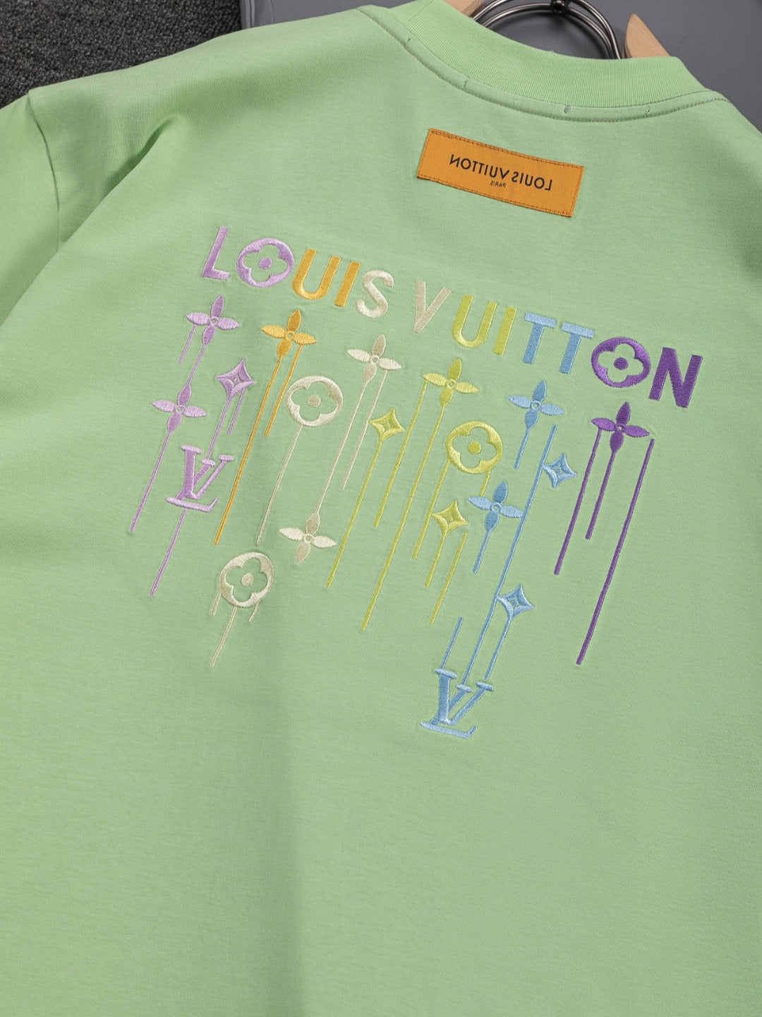 260610 New high-quality simple-color letter fringed T-shirt for the chest area