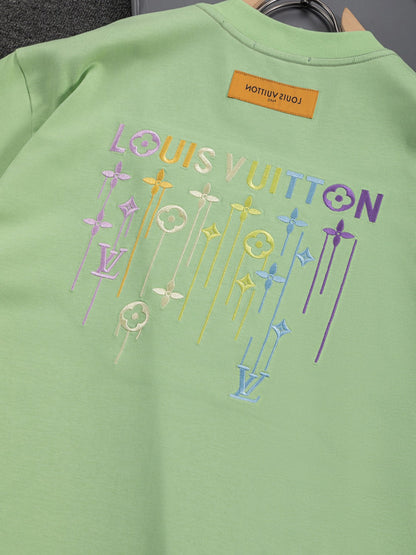 260610 New high-quality simple-color letter fringed T-shirt for the chest area
