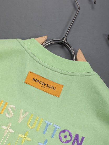 260610 New high-quality simple-color letter fringed T-shirt for the chest area