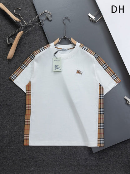 260610 New high-quality T-shirt with chest check pattern and patchwork design