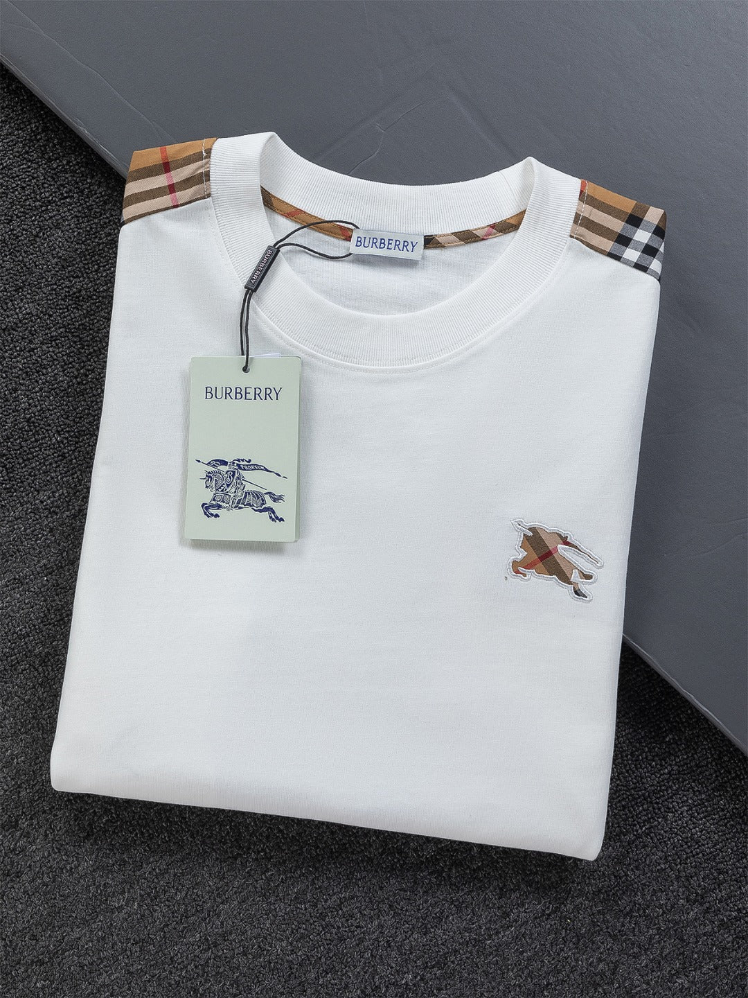 260610 New high-quality T-shirt with chest check pattern and patchwork design