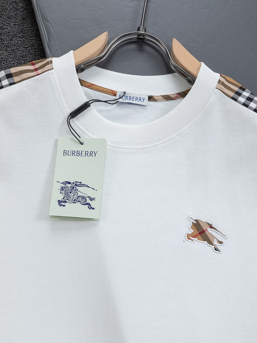 260610 New high-quality T-shirt with chest check pattern and patchwork design