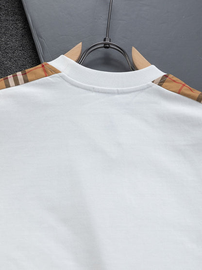 260610 New high-quality T-shirt with chest check pattern and patchwork design