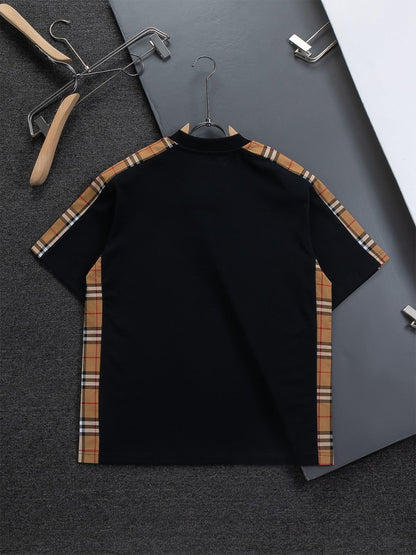 260610 New high-quality T-shirt with chest check pattern and patchwork design