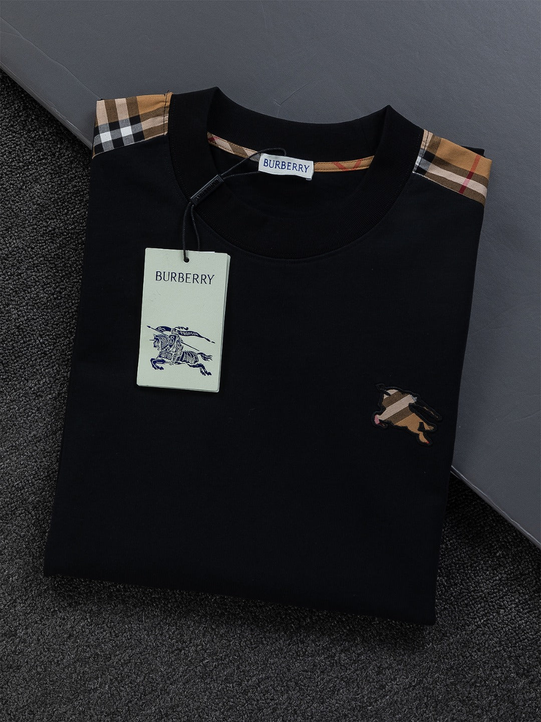 260610 New high-quality T-shirt with chest check pattern and patchwork design