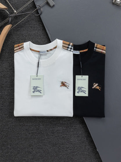 260610 New high-quality T-shirt with chest check pattern and patchwork design