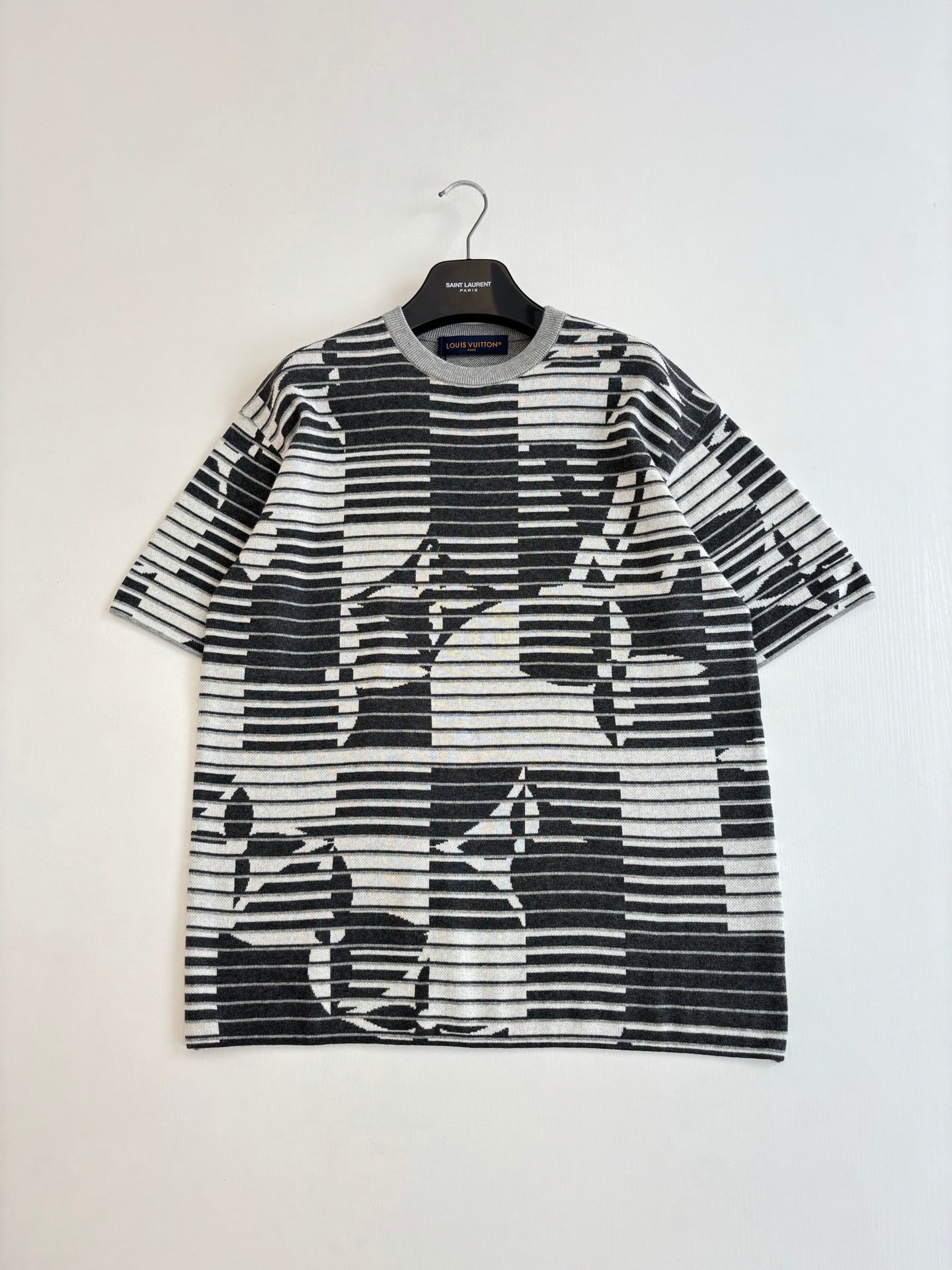 260610 New top-quality illusion fade-striped knitted short-sleeved T-shirt