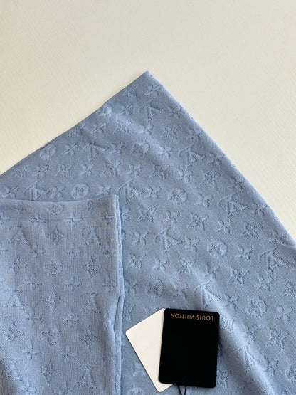 260610 New top-quality light blue monogram jacquard full-printed jacquard knitted short-sleeved Polo shirt