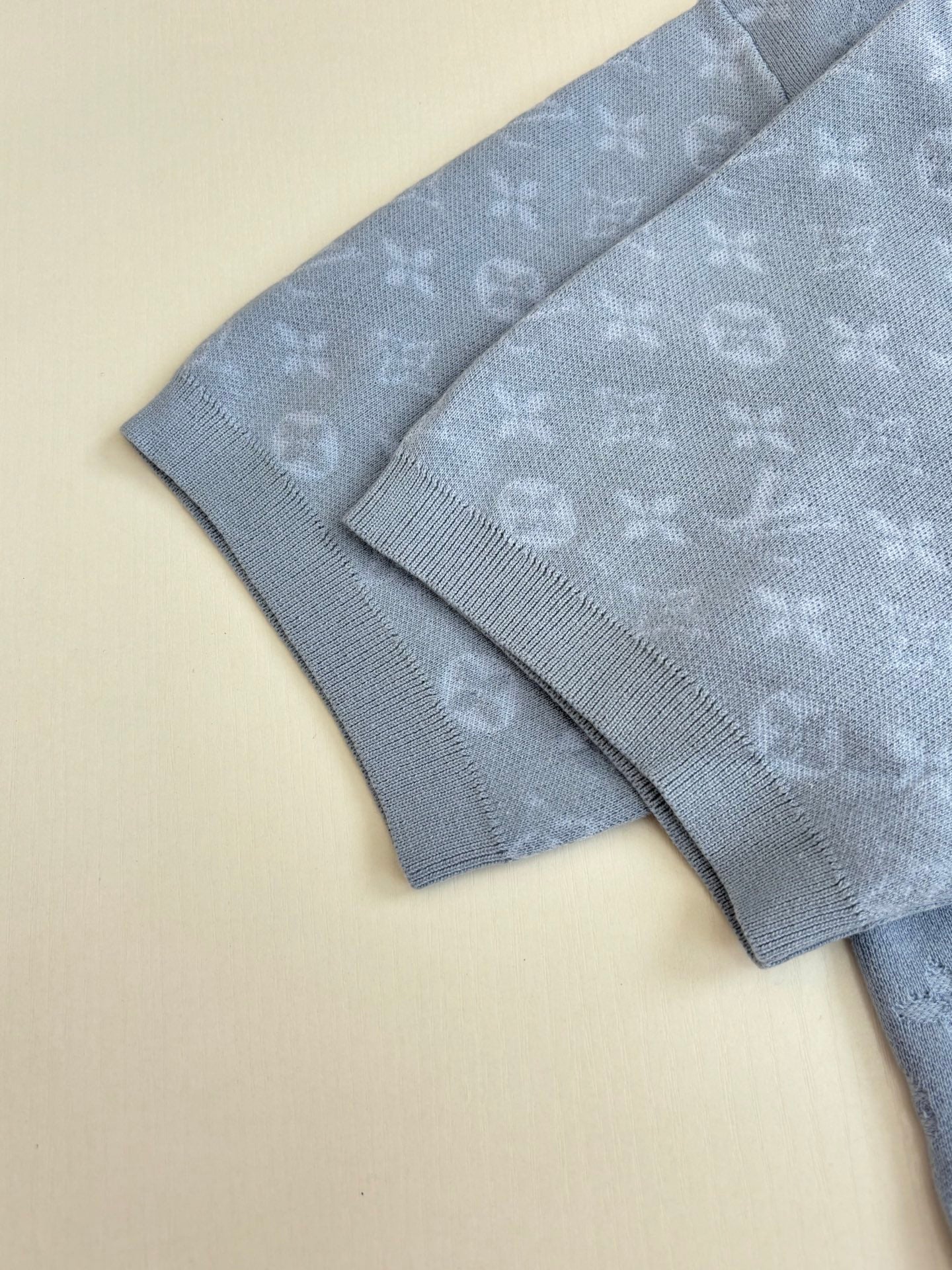 260610 New top-quality light blue monogram jacquard full-printed jacquard knitted short-sleeved Polo shirt