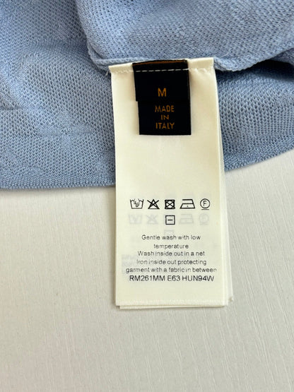 260610 New top-quality light blue monogram jacquard full-printed jacquard knitted short-sleeved Polo shirt