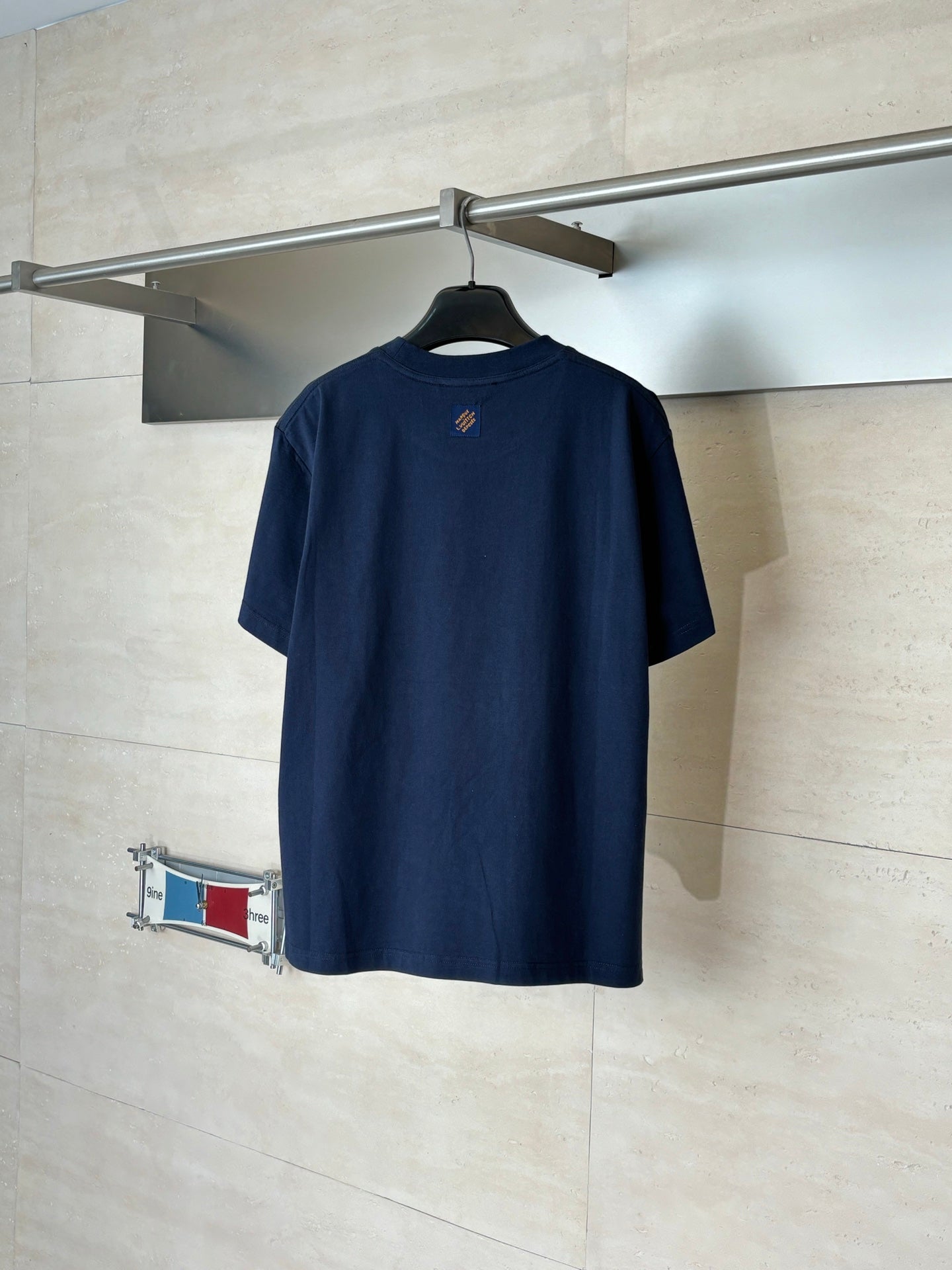 260610 New top-quality denim patch-stripped and embroidered short-sleeved T-shirt